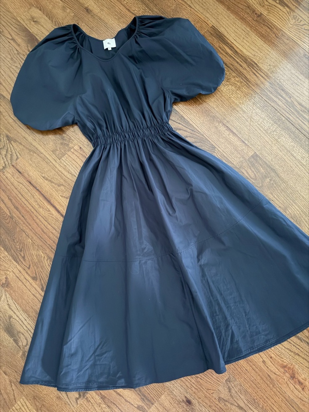 G. Label (Goop-GWYN) Sheely Navy Cotton MIDI Spring/Summer Dress-8-like new